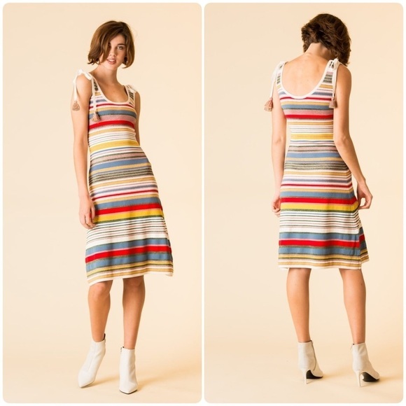 Veronica Beard Dresses & Skirts - VERONICA BEARD Dulce Striped Knit Dress with Tassels Sz Large✨